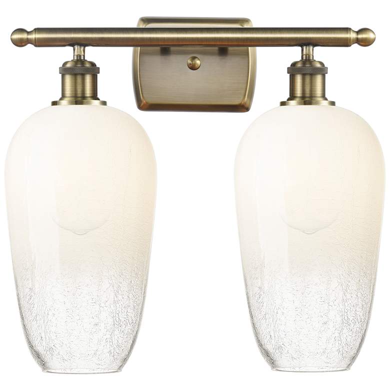 Image 1 Ballston Brookhaven Flute 17"W 2 Light Brass Bath Light w/ Opal Shade