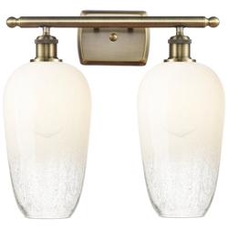 Ballston Brookhaven Flute 17"W 2 Light Brass Bath Light w/ Opal Shade