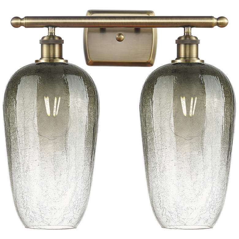 Image 1 Ballston Brookhaven Flute 17"W 2 Light Brass Bath Light w/ Slate Shade