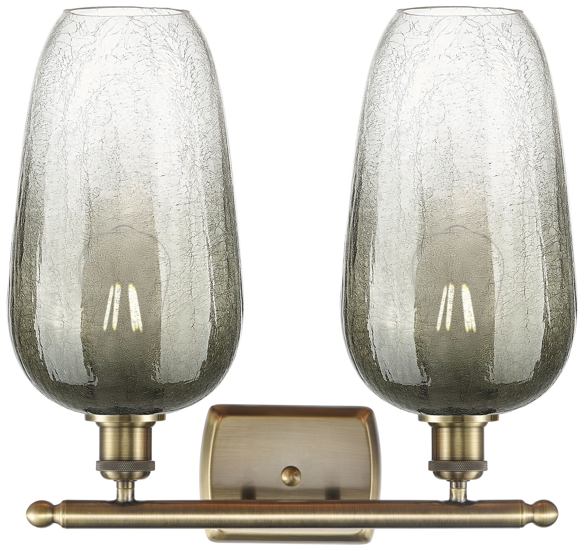 Image 2 Ballston Brookhaven Flute 17"W 2 Light Brass Bath Light w/ Slate Shade more views