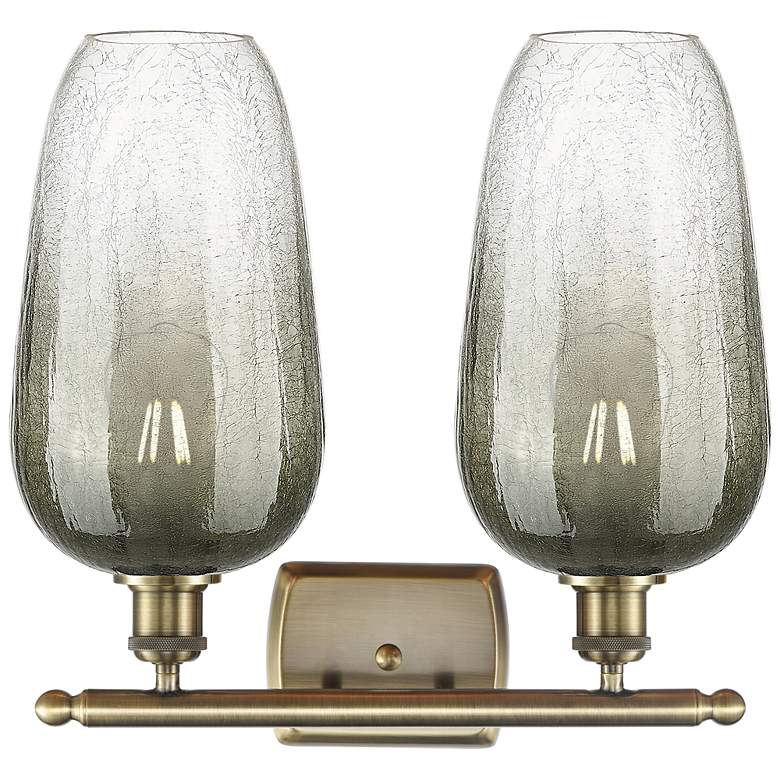 Image 2 Ballston Brookhaven Flute 17"W 2 Light Brass Bath Light w/ Slate Shade more views