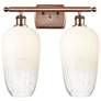 1_Ballston Brookhaven Flute 17"W 2 Light Copper Bath Light w/ Opal Shade