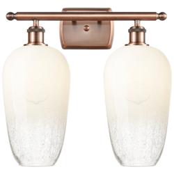 Ballston Brookhaven Flute 17"W 2 Light Copper Bath Light w/ Opal Shade