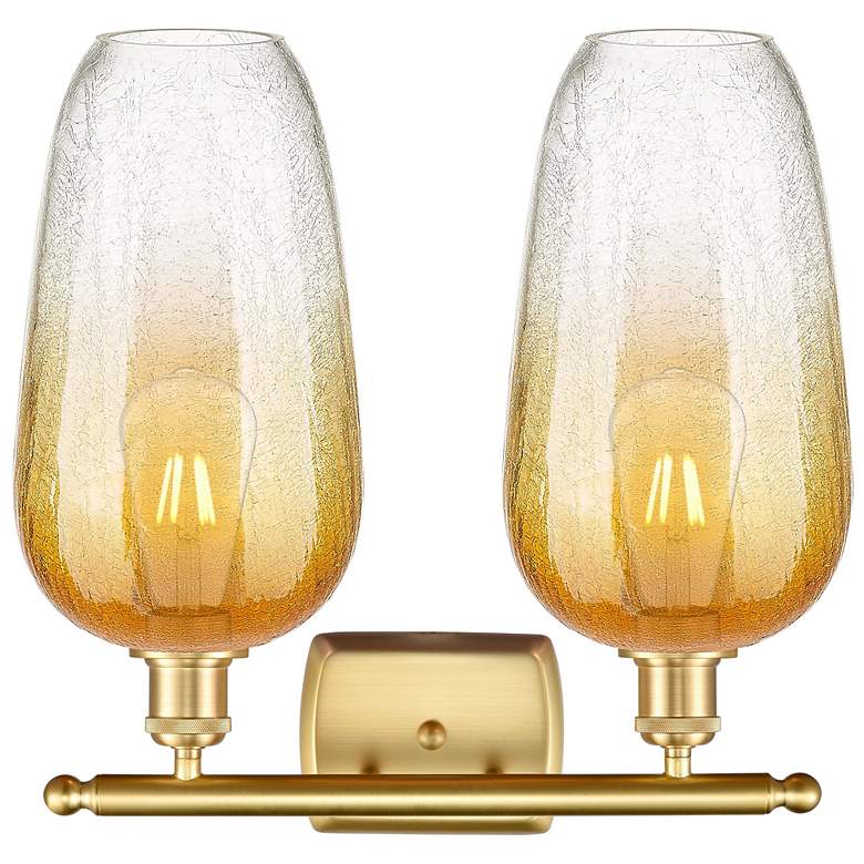 Image 2 Ballston Brookhaven Flute 17"W 2 Light Gold Bath Light w/ Amber Shade more views