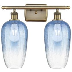 Ballston Brookhaven Flute 17"W 2-Lt Brass Bath Light w/ Sapphire Shade