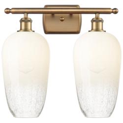 Ballston Brookhaven Flute 17"W 2-Lt Brushed Brass Vanity w/ Opal Shade