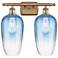 Ballston Brookhaven Flute 17"W 2-Lt Brushed Brass Vanity w/ Sapphire Shade