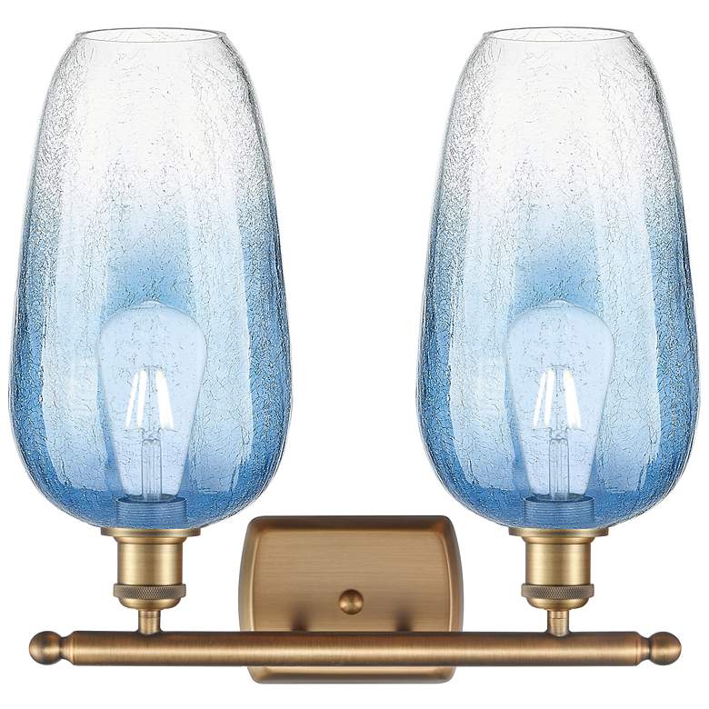 Image 2 Ballston Brookhaven Flute 17"W 2-Lt Brushed Brass Vanity w/ Sapphire Shade more views