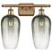 Ballston Brookhaven Flute 17"W 2-Lt Brushed Brass Vanity w/ Slate Shade
