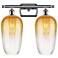 Ballston Brookhaven Flute 17"W 2-Lt Chrome Bath Light w/ Amber Shade