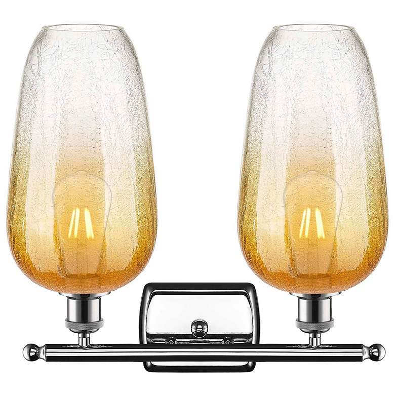 Image 2 Ballston Brookhaven Flute 17"W 2-Lt Chrome Bath Light w/ Amber Shade more views