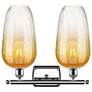 2_Ballston Brookhaven Flute 17"W 2-Lt Chrome Bath Light w/ Amber Shade more views