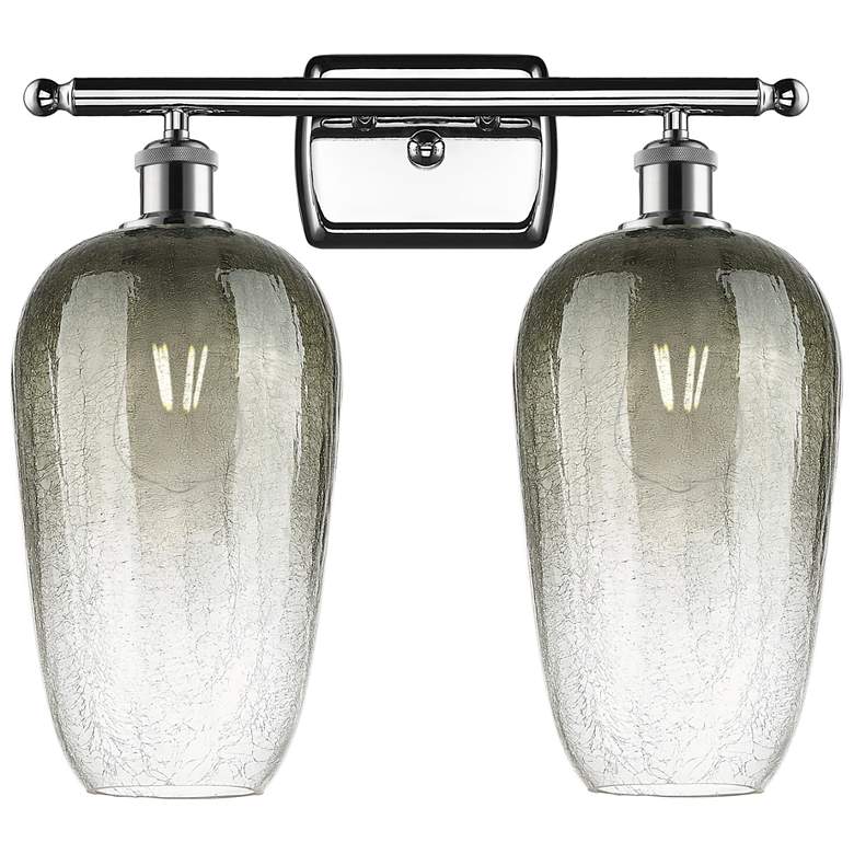 Image 1 Ballston Brookhaven Flute 17"W 2-Lt Chrome Bath Light w/ Slate Shade