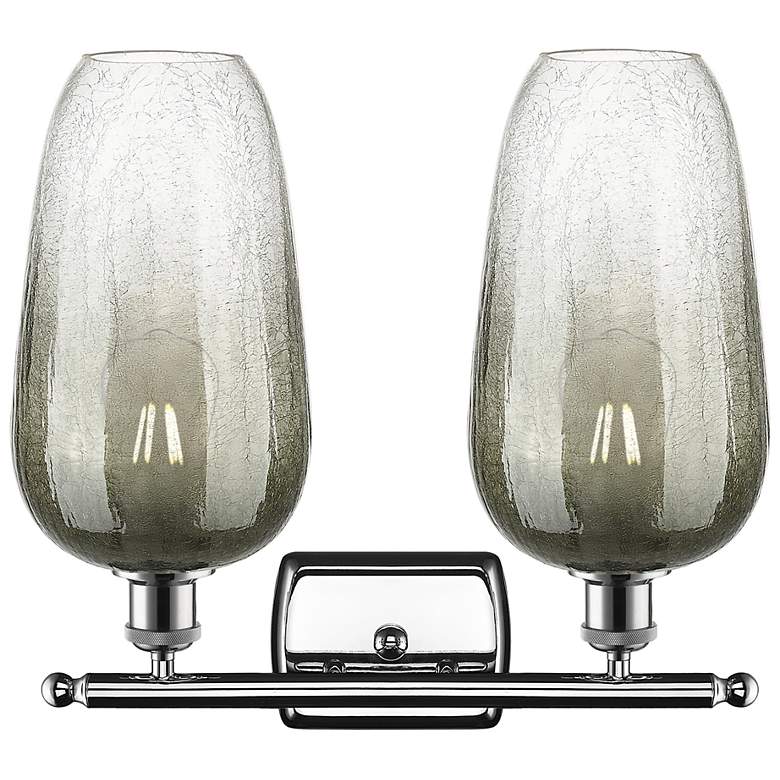 Image 2 Ballston Brookhaven Flute 17"W 2-Lt Chrome Bath Light w/ Slate Shade more views
