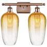 1_Ballston Brookhaven Flute 17"W 2-Lt Copper Bath Light w/ Amber Shade