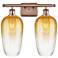 Ballston Brookhaven Flute 17"W 2-Lt Copper Bath Light w/ Amber Shade