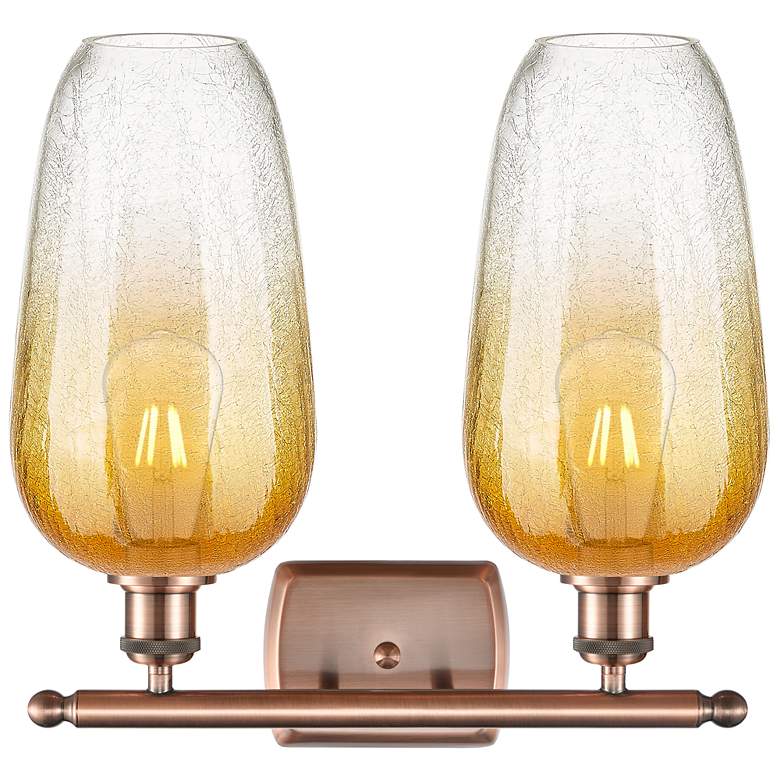 Image 2 Ballston Brookhaven Flute 17"W 2-Lt Copper Bath Light w/ Amber Shade more views