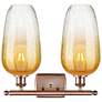 2_Ballston Brookhaven Flute 17"W 2-Lt Copper Bath Light w/ Amber Shade more views