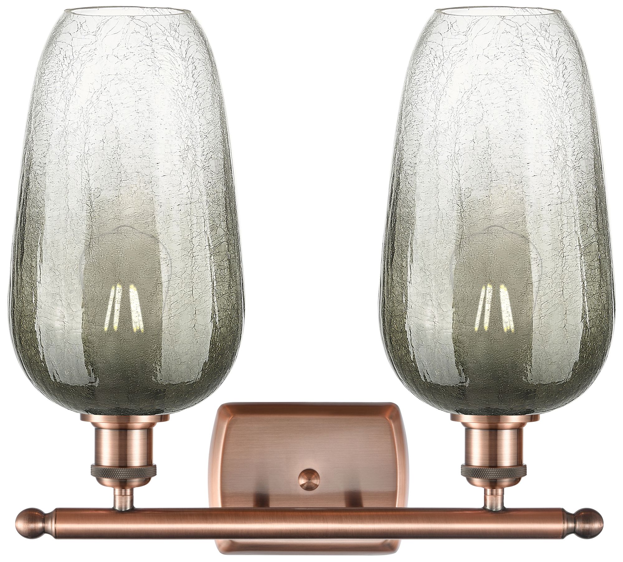 Image 2 Ballston Brookhaven Flute 17"W 2-Lt Copper Bath Light w/ Slate Shade more views