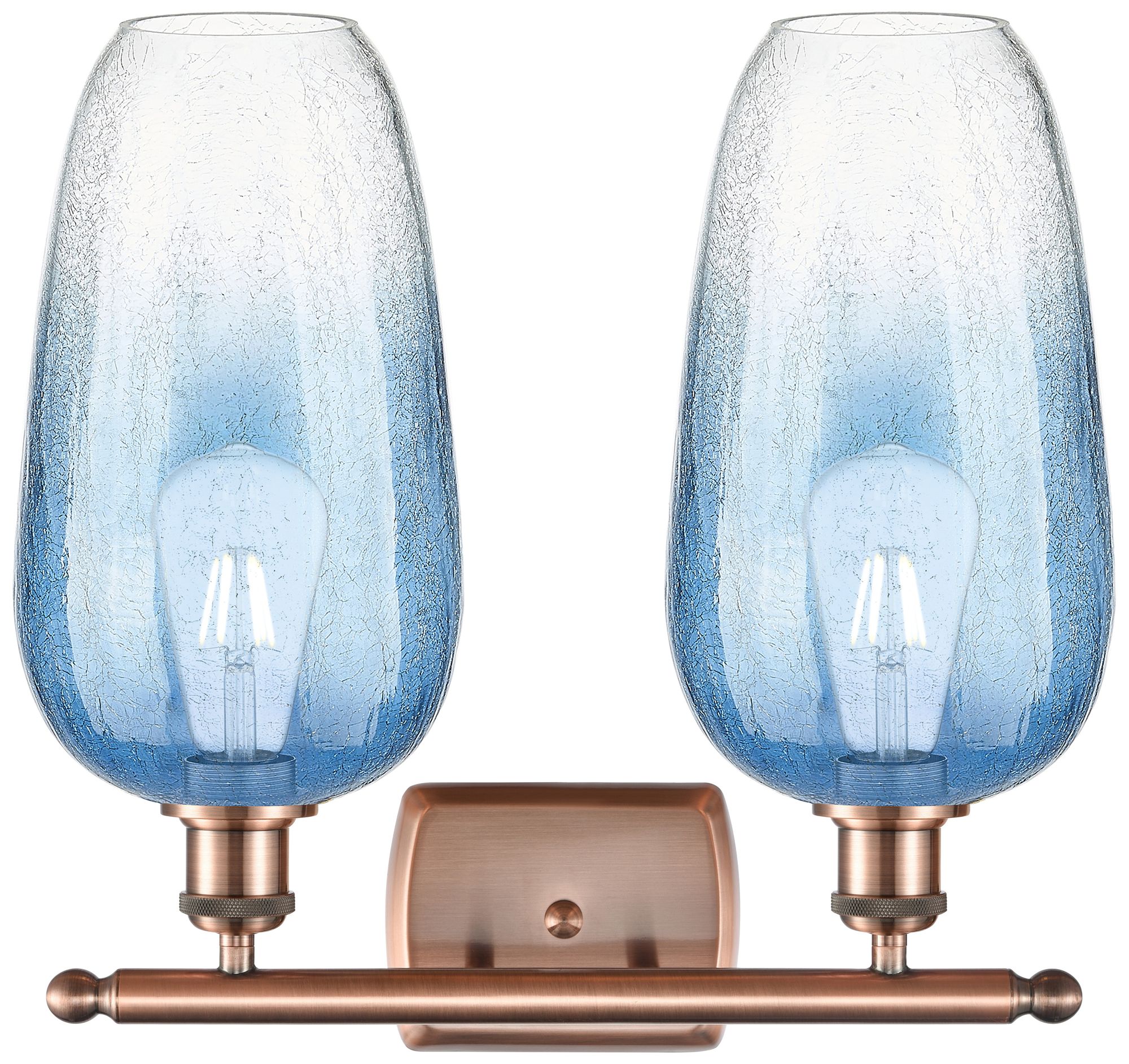 Image 2 Ballston Brookhaven Flute 17"W 2-Lt Copper Vanity w/ Sapphire Shade more views