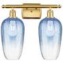 1_Ballston Brookhaven Flute 17"W 2-Lt Gold Bath Light w/ Sapphire Shade