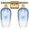 Ballston Brookhaven Flute 17"W 2-Lt Gold Bath Light w/ Sapphire Shade