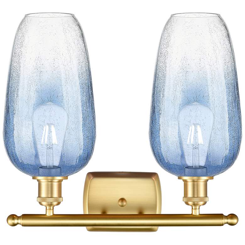 Image 2 Ballston Brookhaven Flute 17"W 2-Lt Gold Bath Light w/ Sapphire Shade more views