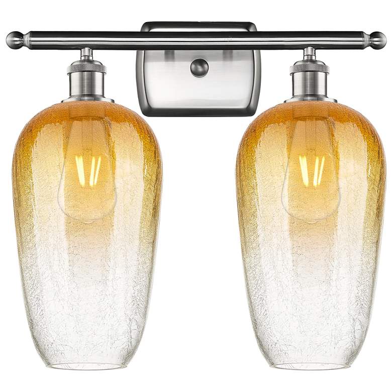 Image 1 Ballston Brookhaven Flute 17"W 2-Lt Nickel Bath Light w/ Amber Shade