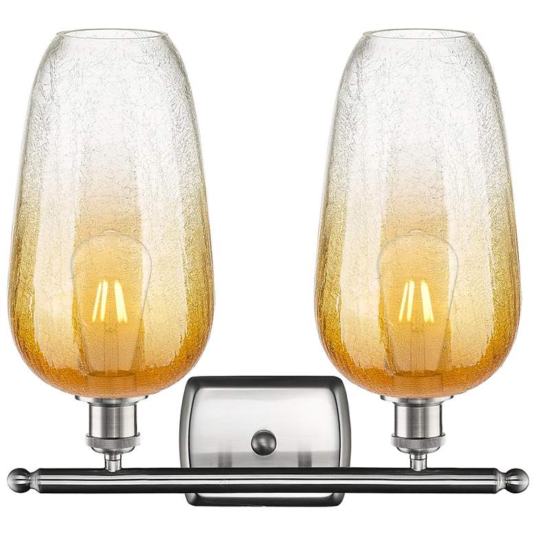 Image 2 Ballston Brookhaven Flute 17"W 2-Lt Nickel Bath Light w/ Amber Shade more views