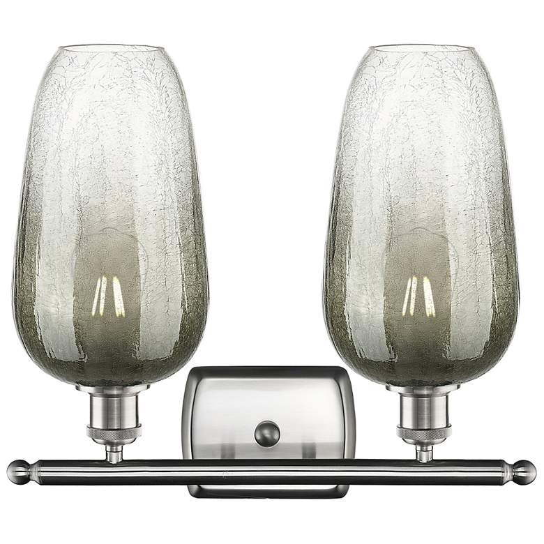 Image 2 Ballston Brookhaven Flute 17"W 2-Lt Nickel Bath Light w/ Slate Shade more views