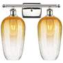 1_Ballston Brookhaven Flute 17"W 2-Lt Polished Nickel Vanity w/ Amber Shade