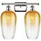 Ballston Brookhaven Flute 17"W 2-Lt Polished Nickel Vanity w/ Amber Shade
