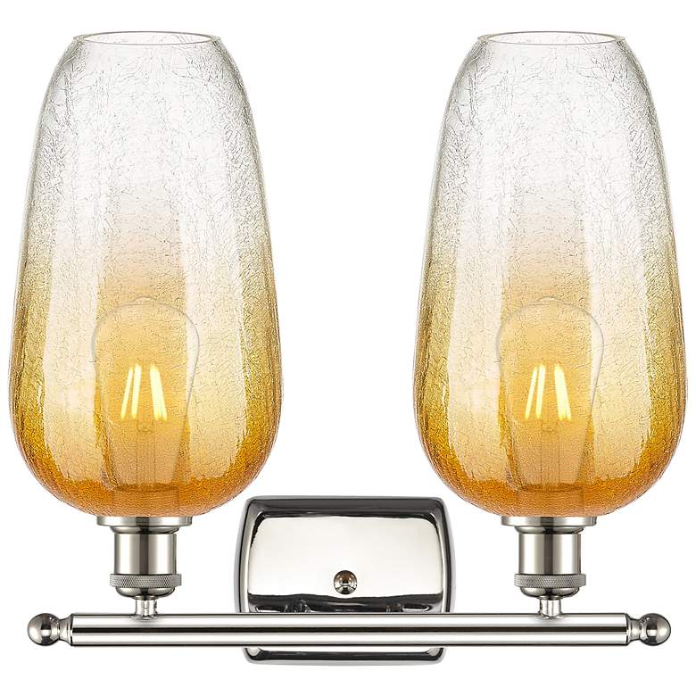 Image 2 Ballston Brookhaven Flute 17"W 2-Lt Polished Nickel Vanity w/ Amber Shade more views