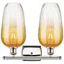 2_Ballston Brookhaven Flute 17"W 2-Lt Polished Nickel Vanity w/ Amber Shade more views