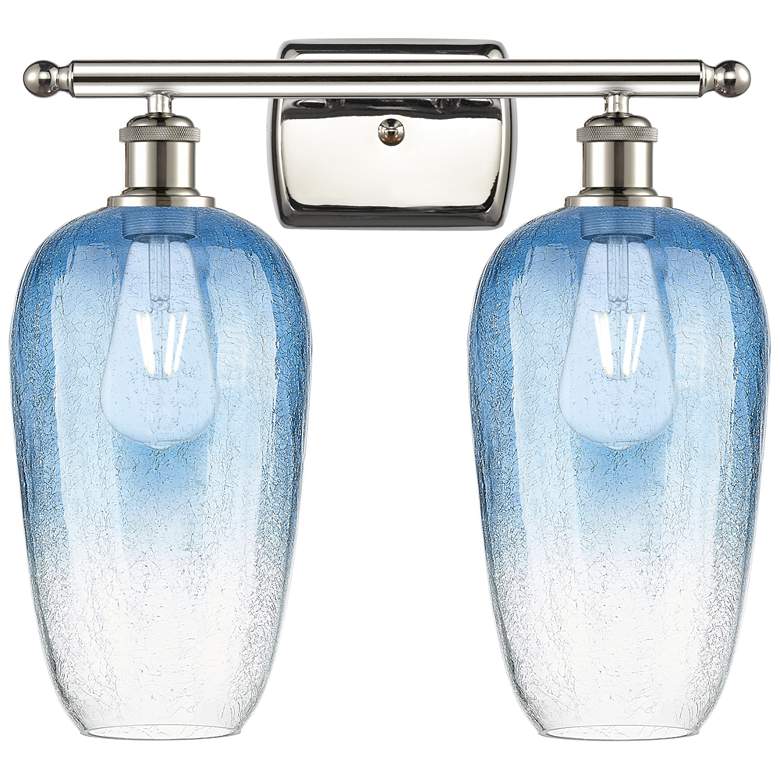 Image 1 Ballston Brookhaven Flute 17"W 2-Lt Polished Nickel Vanity w/ Blue Shade