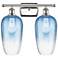 Ballston Brookhaven Flute 17"W 2-Lt Polished Nickel Vanity w/ Blue Shade