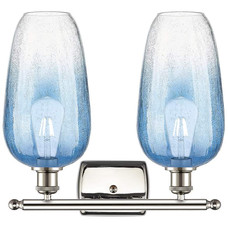 Image 2 Ballston Brookhaven Flute 17"W 2-Lt Polished Nickel Vanity w/ Blue Shade more views