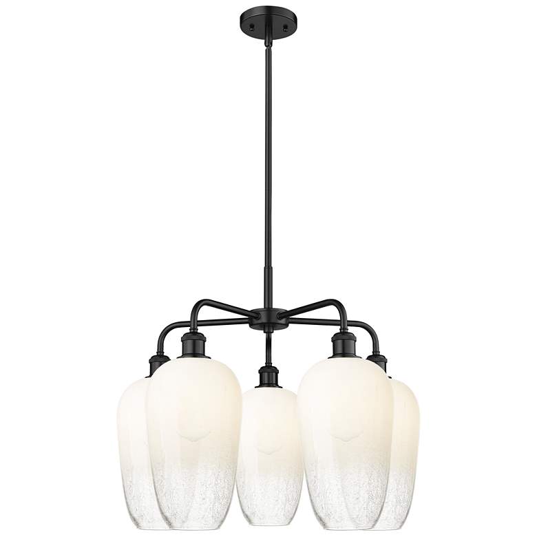 Image 1 Ballston Brookhaven Flute 26"W 5 Light Black Stem Chandelier w/ Opal Shade