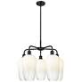 1_Ballston Brookhaven Flute 26"W 5 Light Black Stem Chandelier w/ Opal Shade