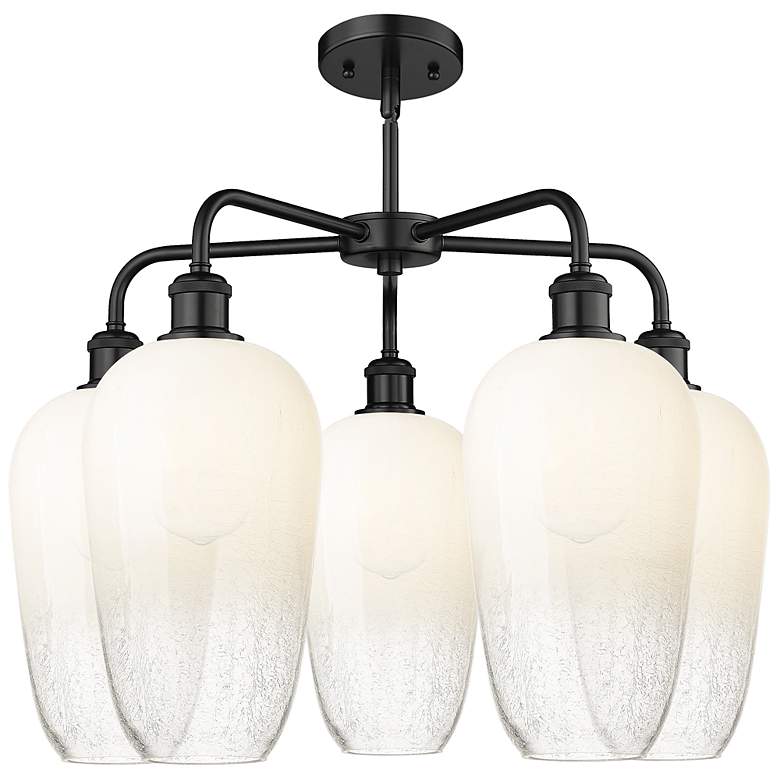 Image 2 Ballston Brookhaven Flute 26"W 5 Light Black Stem Chandelier w/ Opal Shade more views
