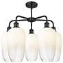 2_Ballston Brookhaven Flute 26"W 5 Light Black Stem Chandelier w/ Opal Shade more views