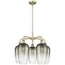1_Ballston Brookhaven Flute 26"W 5 Light Brass Stem Chandelier w/ Slate Shade