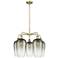 Ballston Brookhaven Flute 26"W 5 Light Brass Stem Chandelier w/ Slate Shade