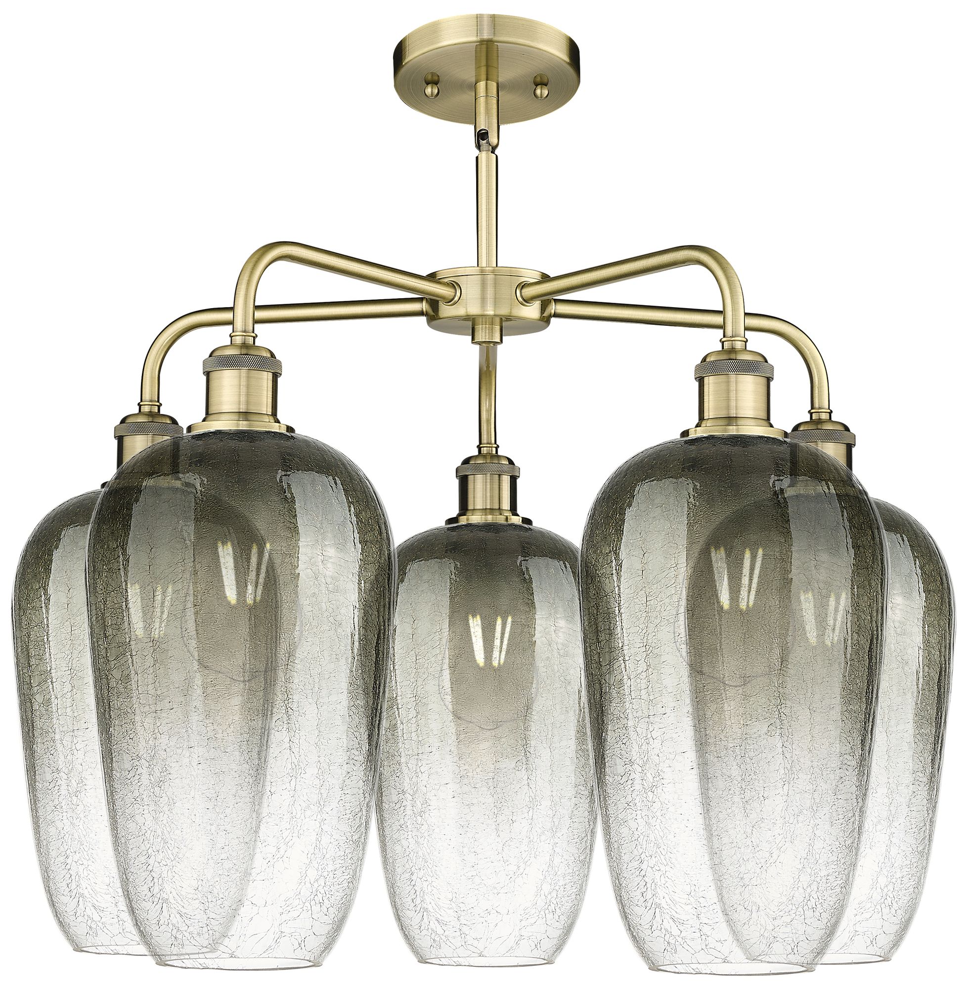 Image 2 Ballston Brookhaven Flute 26"W 5 Light Brass Stem Chandelier w/ Slate Shade more views