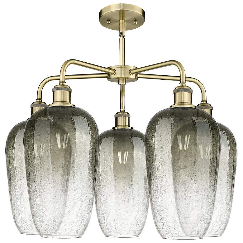 Image 2 Ballston Brookhaven Flute 26"W 5 Light Brass Stem Chandelier w/ Slate Shade more views