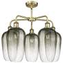 2_Ballston Brookhaven Flute 26"W 5 Light Brass Stem Chandelier w/ Slate Shade more views