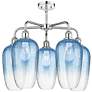 2_Ballston Brookhaven Flute 26"W 5 Light Chrome Stem Chandelier w/ Blue Shade more views