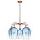 Ballston Brookhaven Flute 26"W 5 Light Copper Stem Chandelier w/ Blue Shade