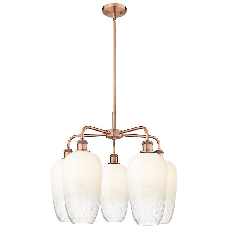Image 1 Ballston Brookhaven Flute 26"W 5 Light Copper Stem Chandelier w/ Opal Shade