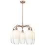 Ballston Brookhaven Flute 26"W 5 Light Copper Stem Chandelier w/ Opal Shade